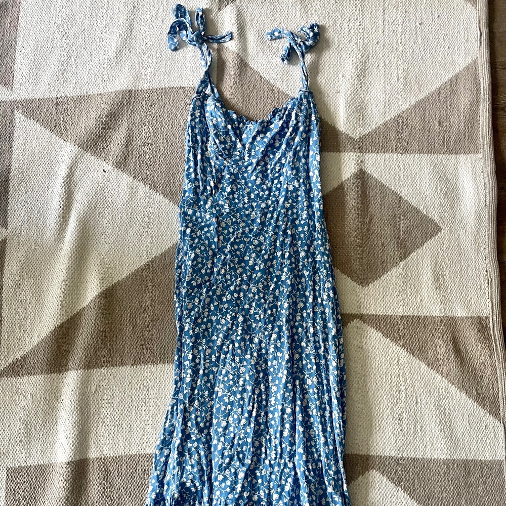 Reformation Blue Midi-Floral  Length Dress